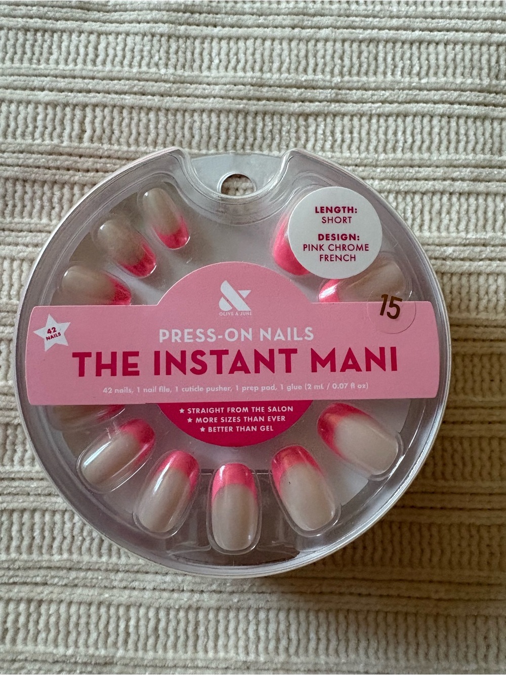 Olive & June The Instant Mani Press-On Nails - Pink Chrome French